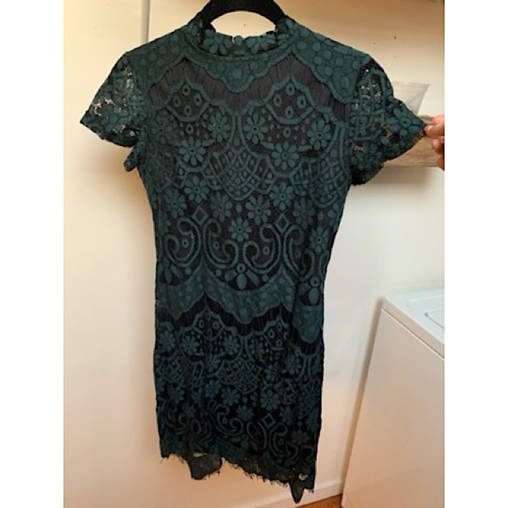 BOOHOO Emerald Green Lace Dress